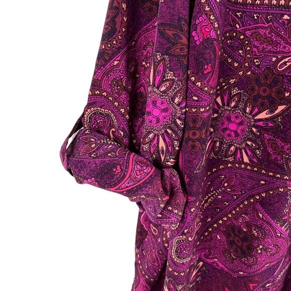 Catherines Top Blouse 4X Paisley Tab Sleeve Polyester Spandex TP-2236 - Picture 5 of 9